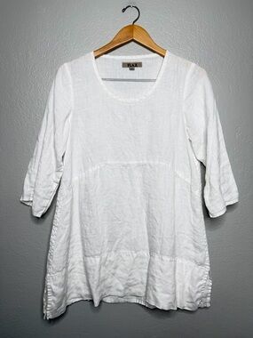 Flax linen 3/4 sleeve tunic top size P